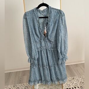 Elegant Blue Floral Dress